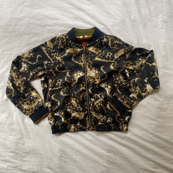 Maximalist Tattoo Illustration Bomber Jacket Reversible to Night Clouds XS New - Picture 9 of 16